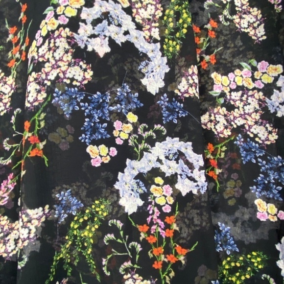 Rachel Roy Collection Women's Sz XL Black Floral Semi- Sheer Blouse Top Tie neck - Picture 8 of 9